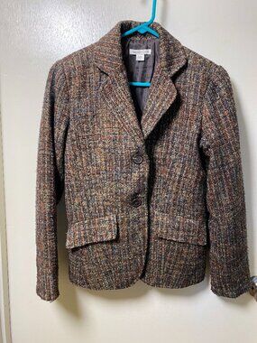 Coldwater Creek Multicolor Tweed Blazer Jacket Size 4 Wool Blend